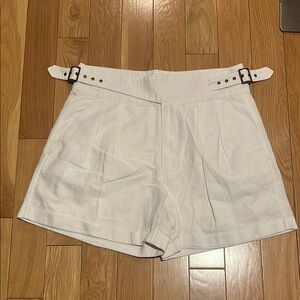 Women's White Belted Shorts